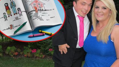 Photo of Dwarf Handed Crayons And Coloring Book As Couple Sat Down For Romantic Dinner